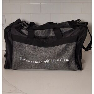 Beverly Hills Polo Club Duffel Travel Sports Gym Bag Black Gray Shoulder Strap